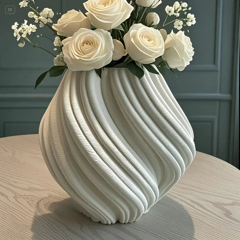 Vase - Geometric Ceramic White by House Of Avana