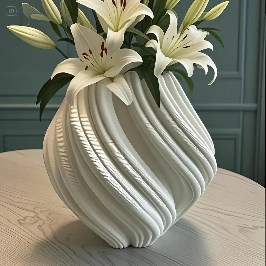 Vase - Geometric Ceramic White by House Of Avana