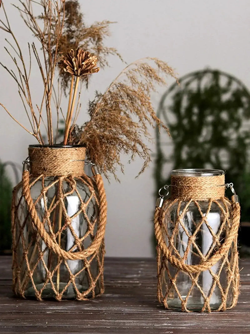 Vase - Handwoven Rope Glass by House Of Avana