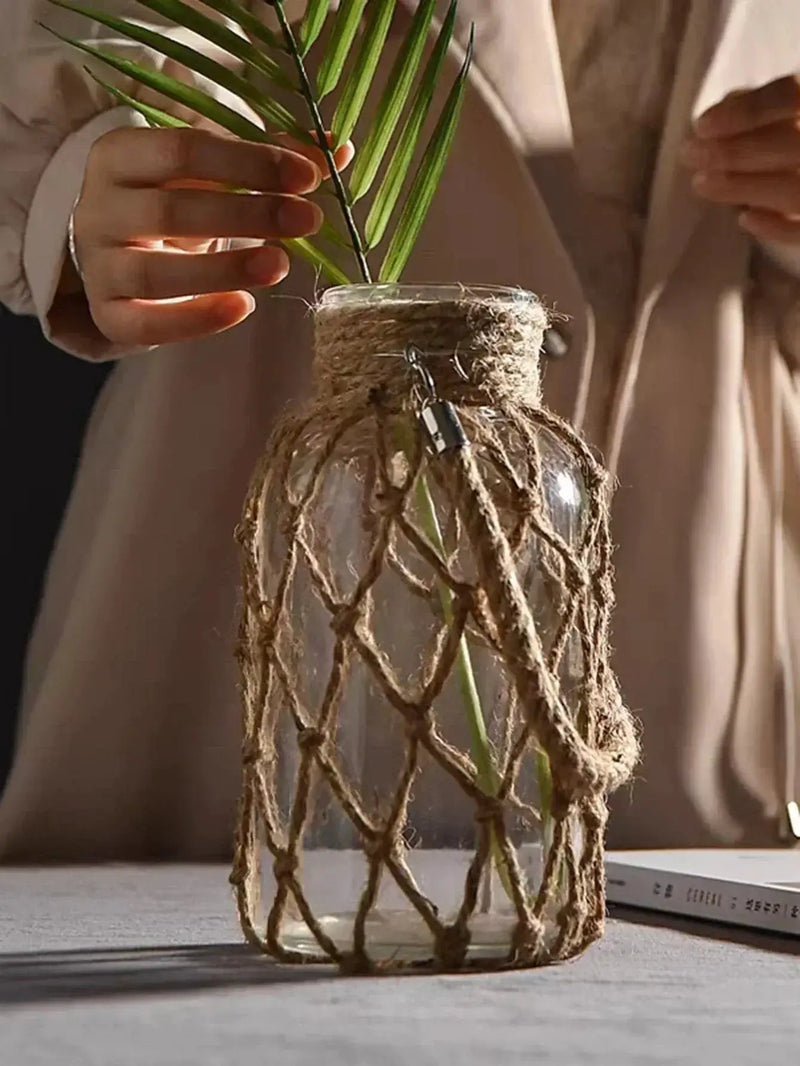 Vase - Handwoven Rope Glass by House Of Avana
