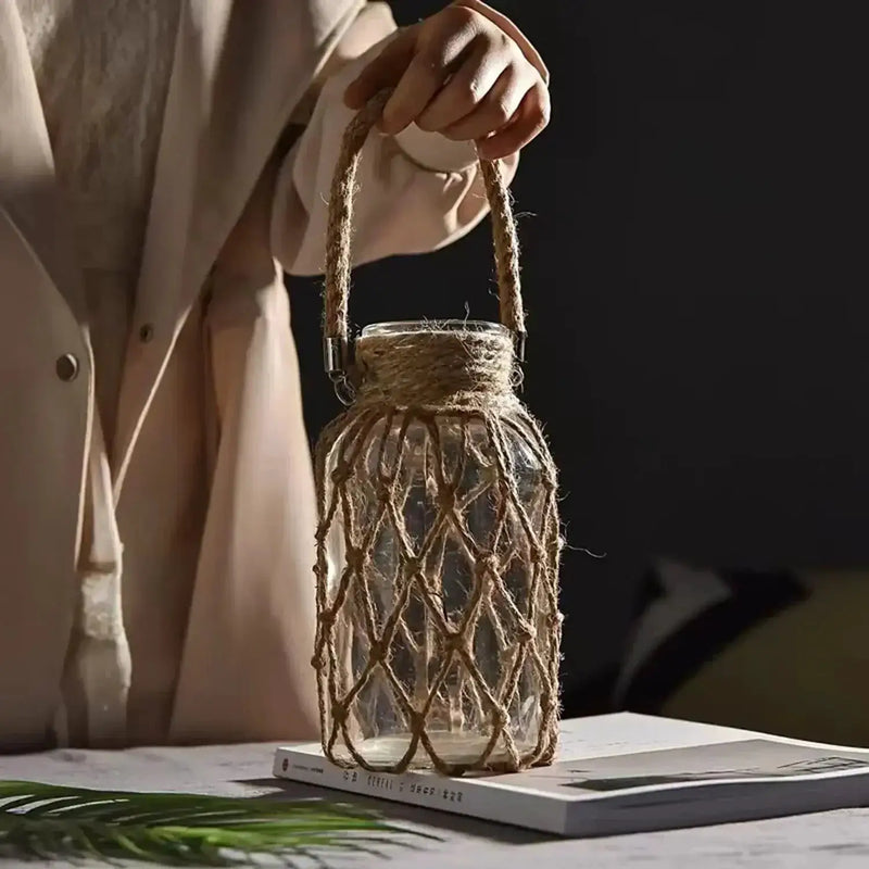 Vase - Handwoven Rope Glass by House Of Avana