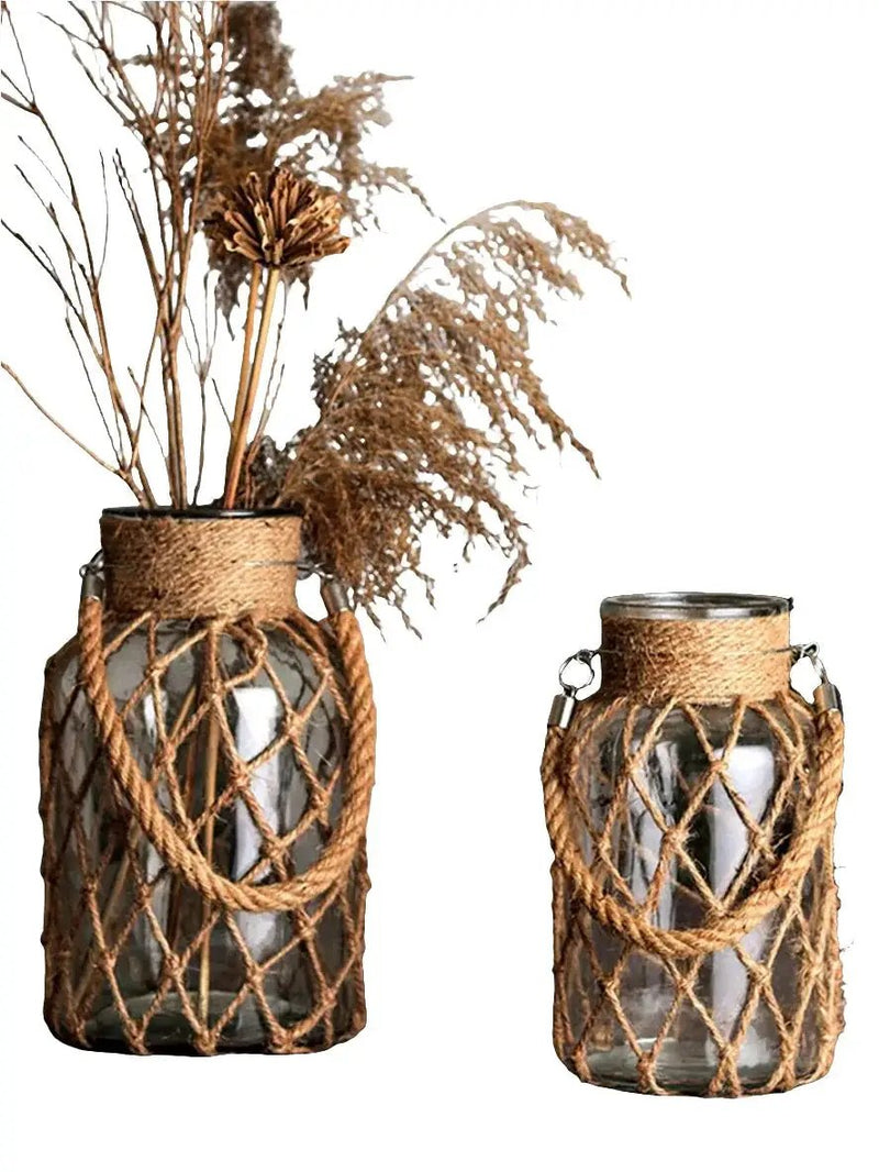 Vase - Handwoven Rope Glass by House Of Avana