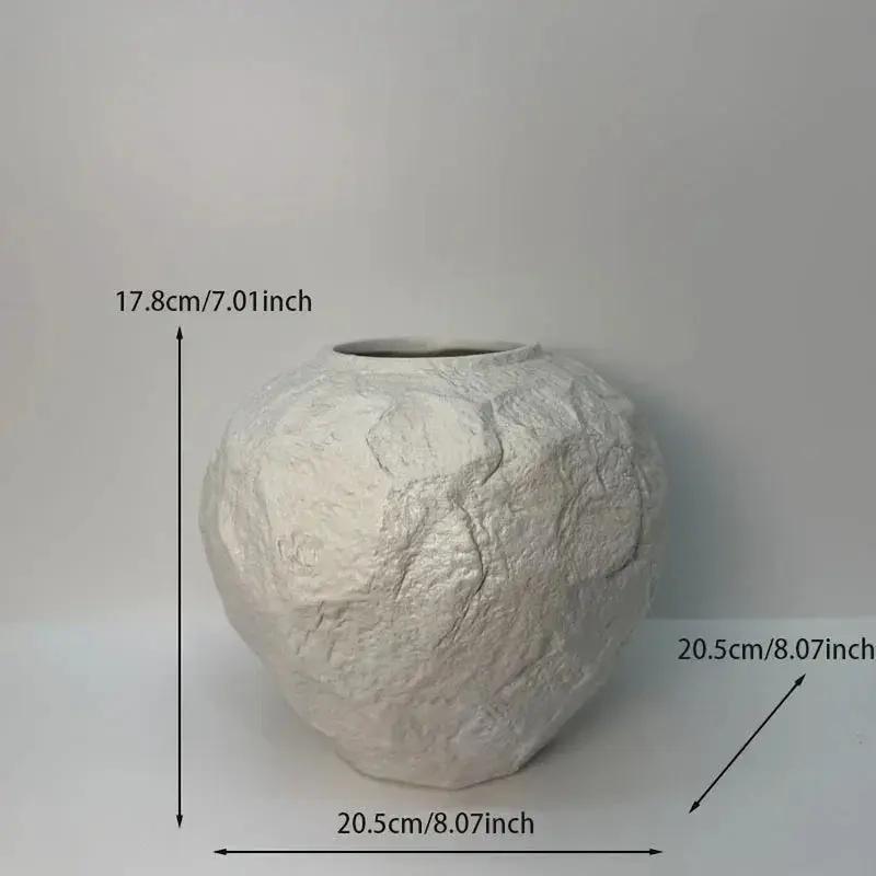 Vase - Stone Ceramic White by House Of Avana