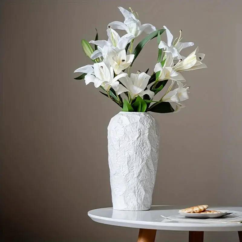 Vase - Stone Ceramic White by House Of Avana