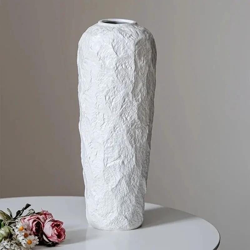 Vase - Stone Ceramic White by House Of Avana