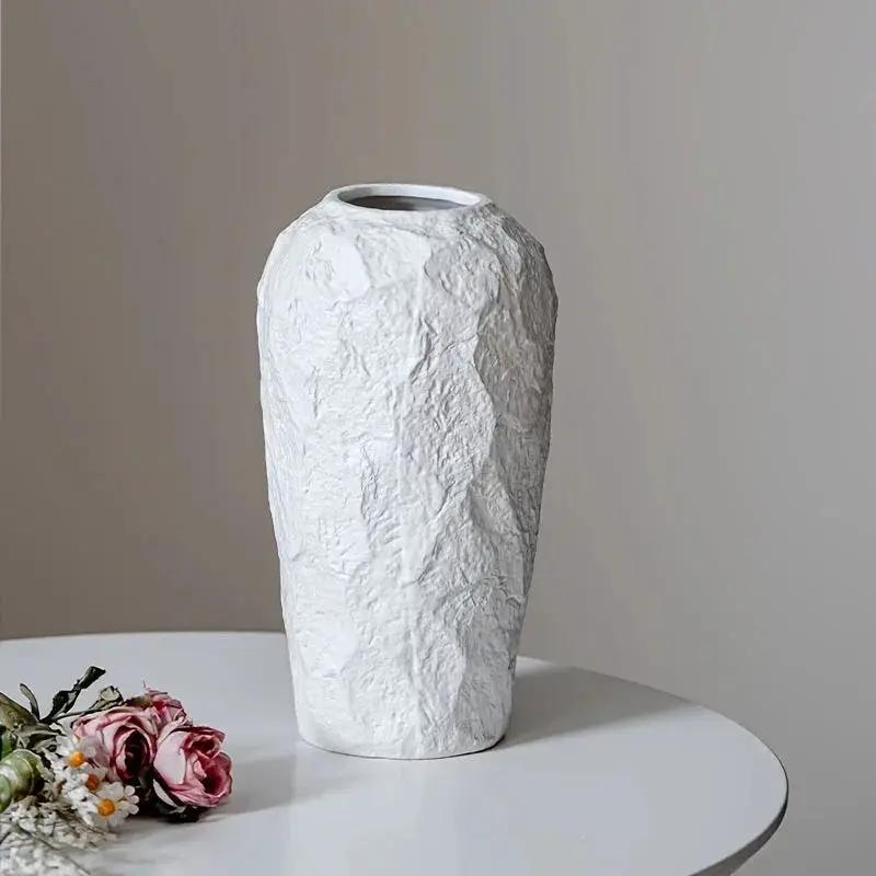 Vase - Stone Ceramic White by House Of Avana