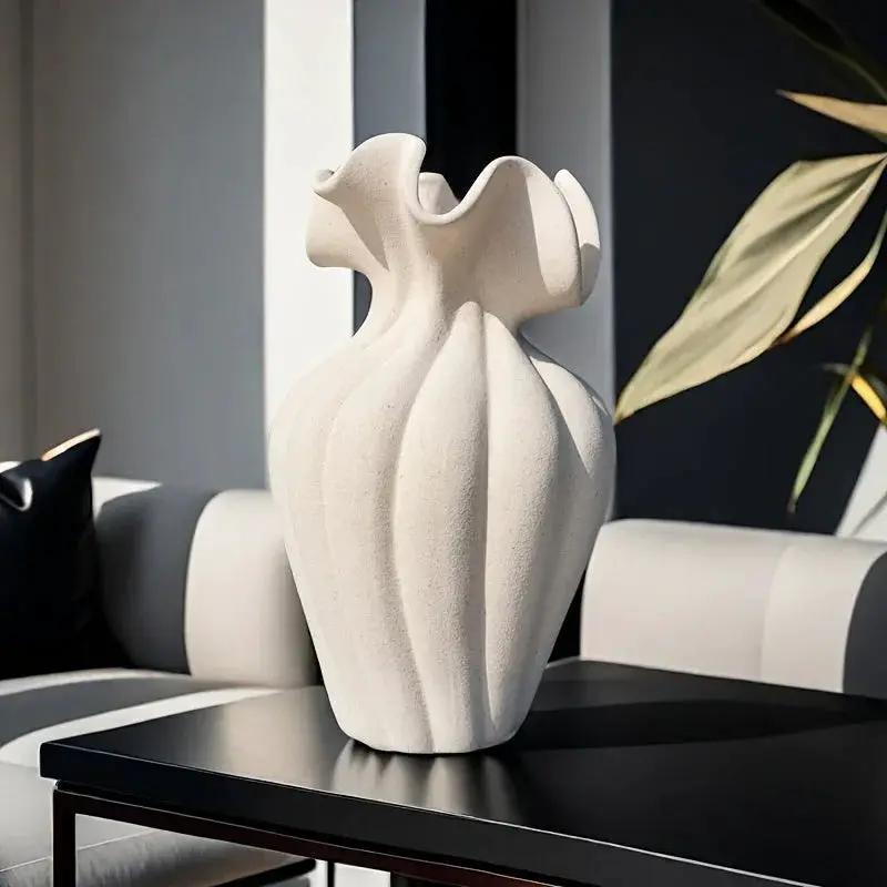 Vase - Striped Ceramic 20cm by House Of Avana