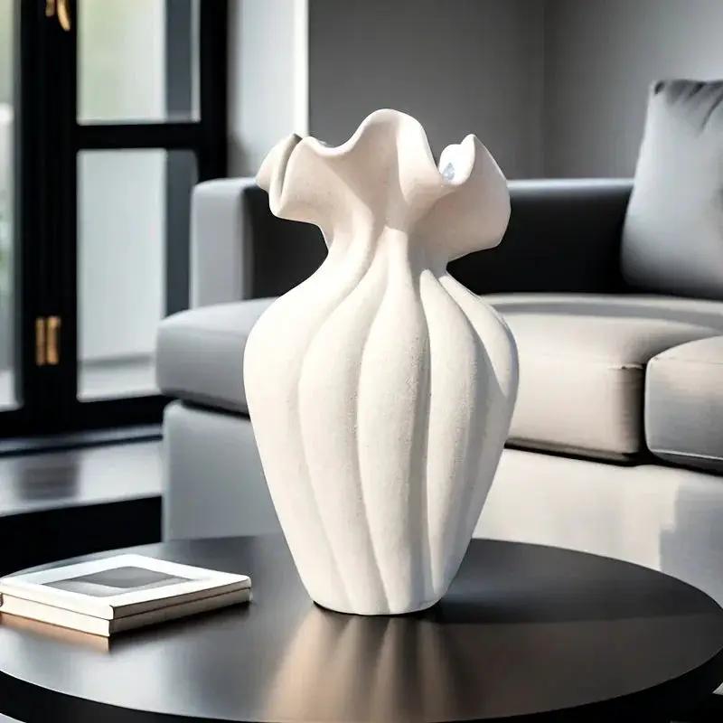 Vase - Striped Ceramic 20cm by House Of Avana