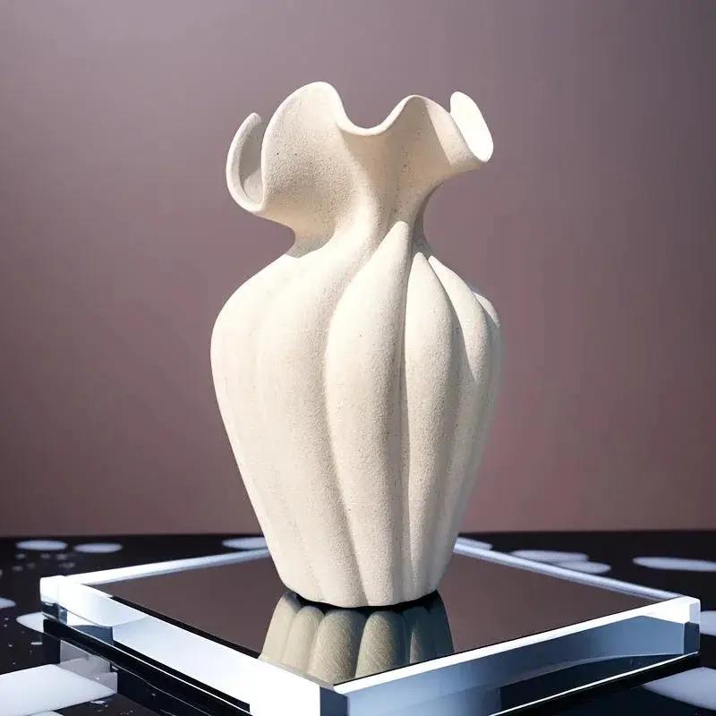 Vase - Striped Ceramic 20cm by House Of Avana