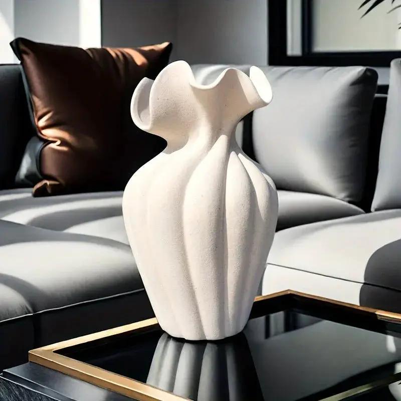 Vase - Striped Ceramic 20cm by House Of Avana