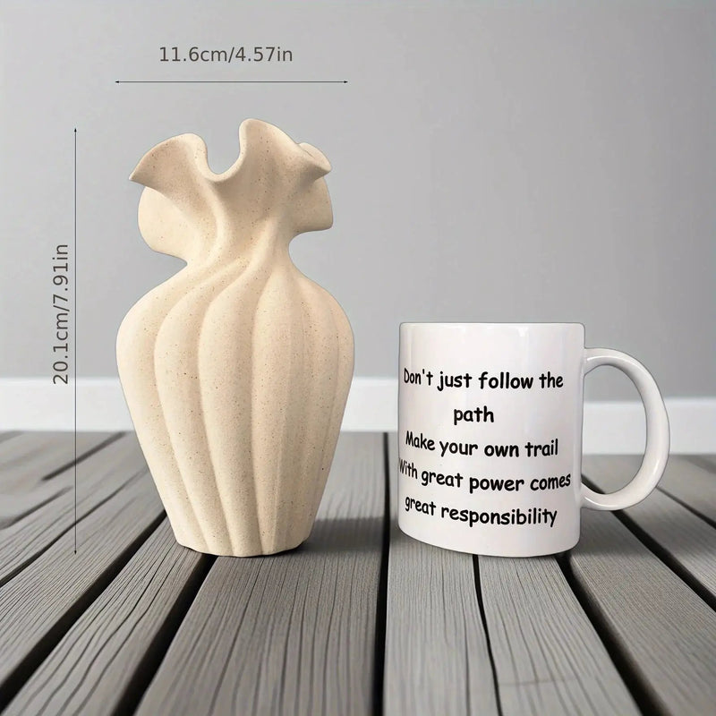Vase - Striped Ceramic 20cm by House Of Avana