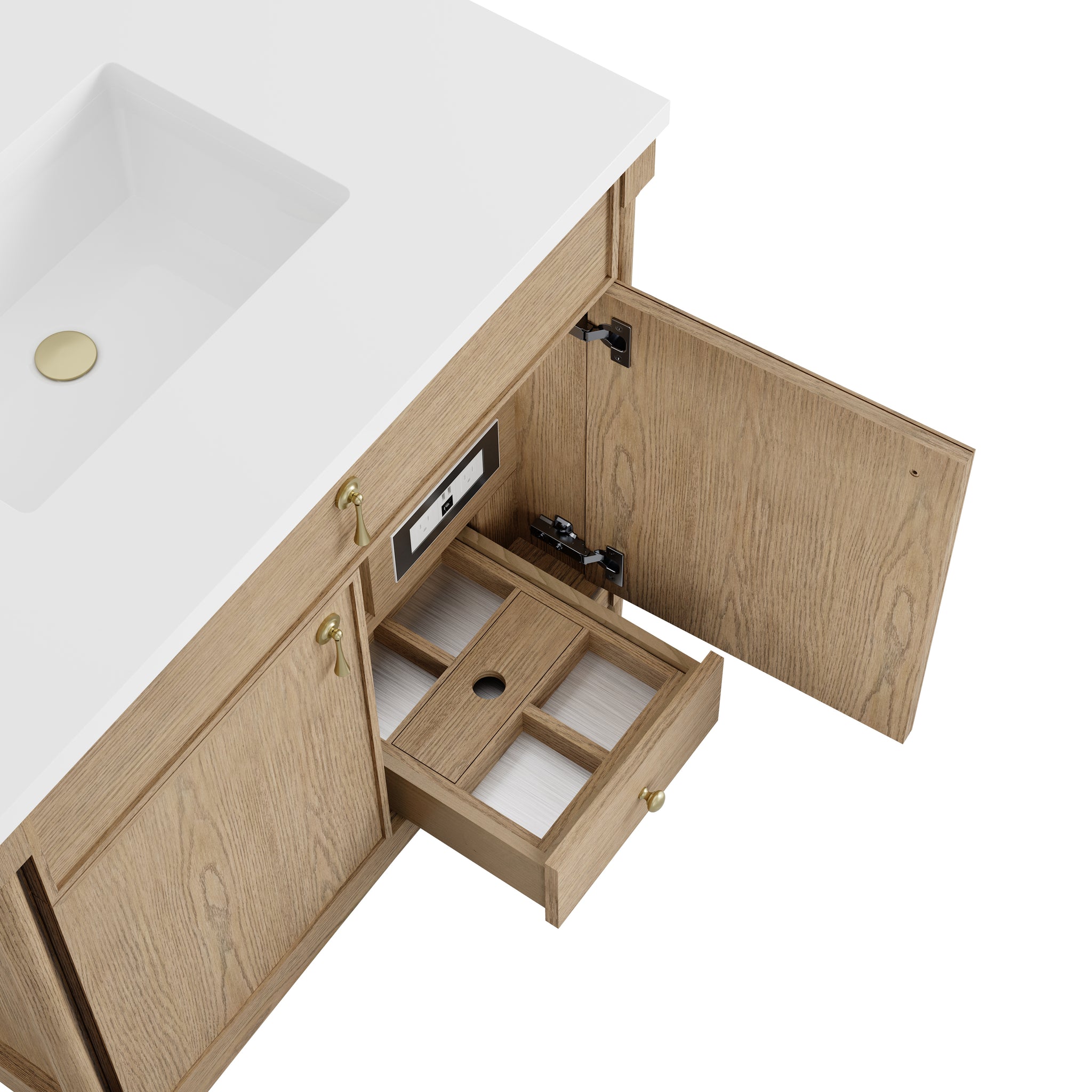 James Martin Kinnsden 36" Single Bathroom Vanity, Weathered Oak, view 21