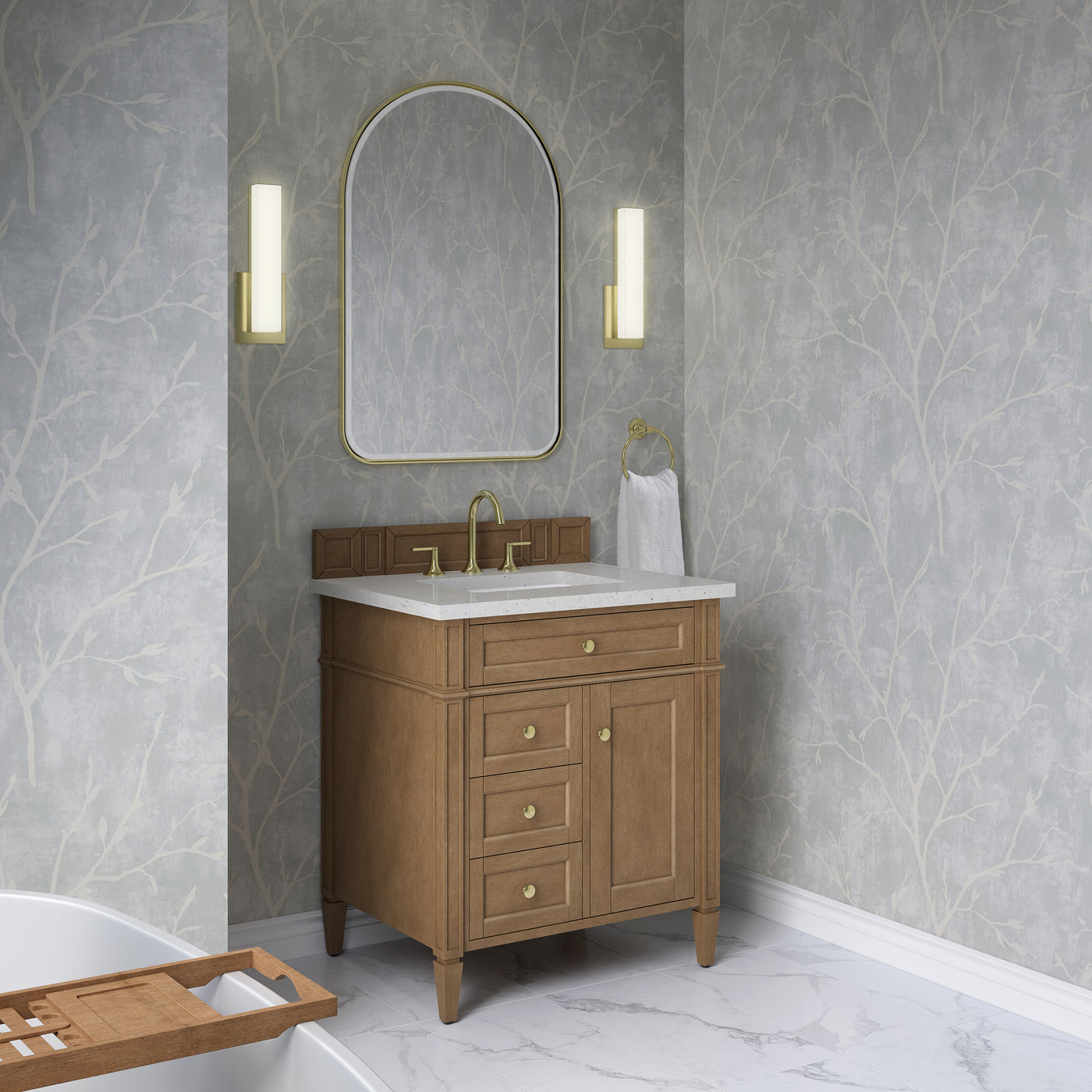 James Martin Brittany 30" Single Bathroom Vanity, Pecan, view 25