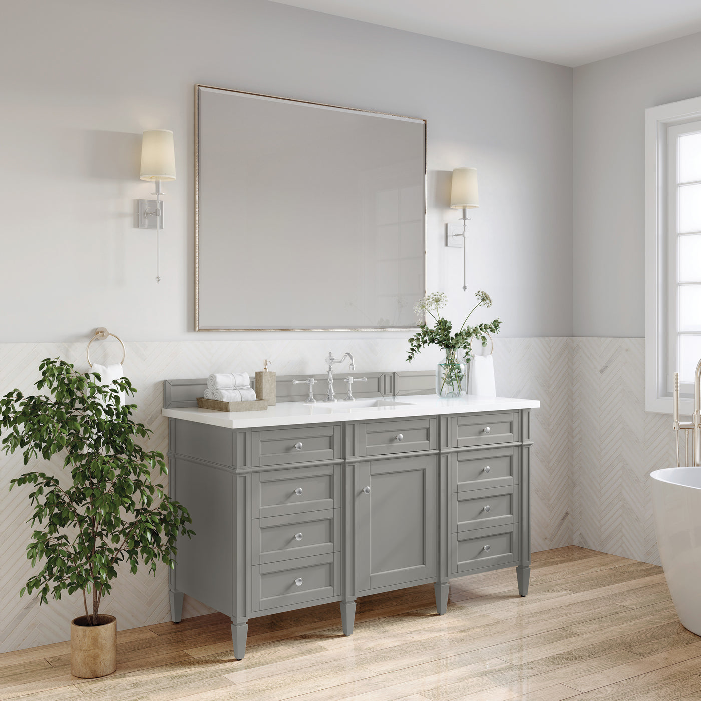James Martin Brittany 60" Single Bathroom Vanity, Urban Gray, view 34