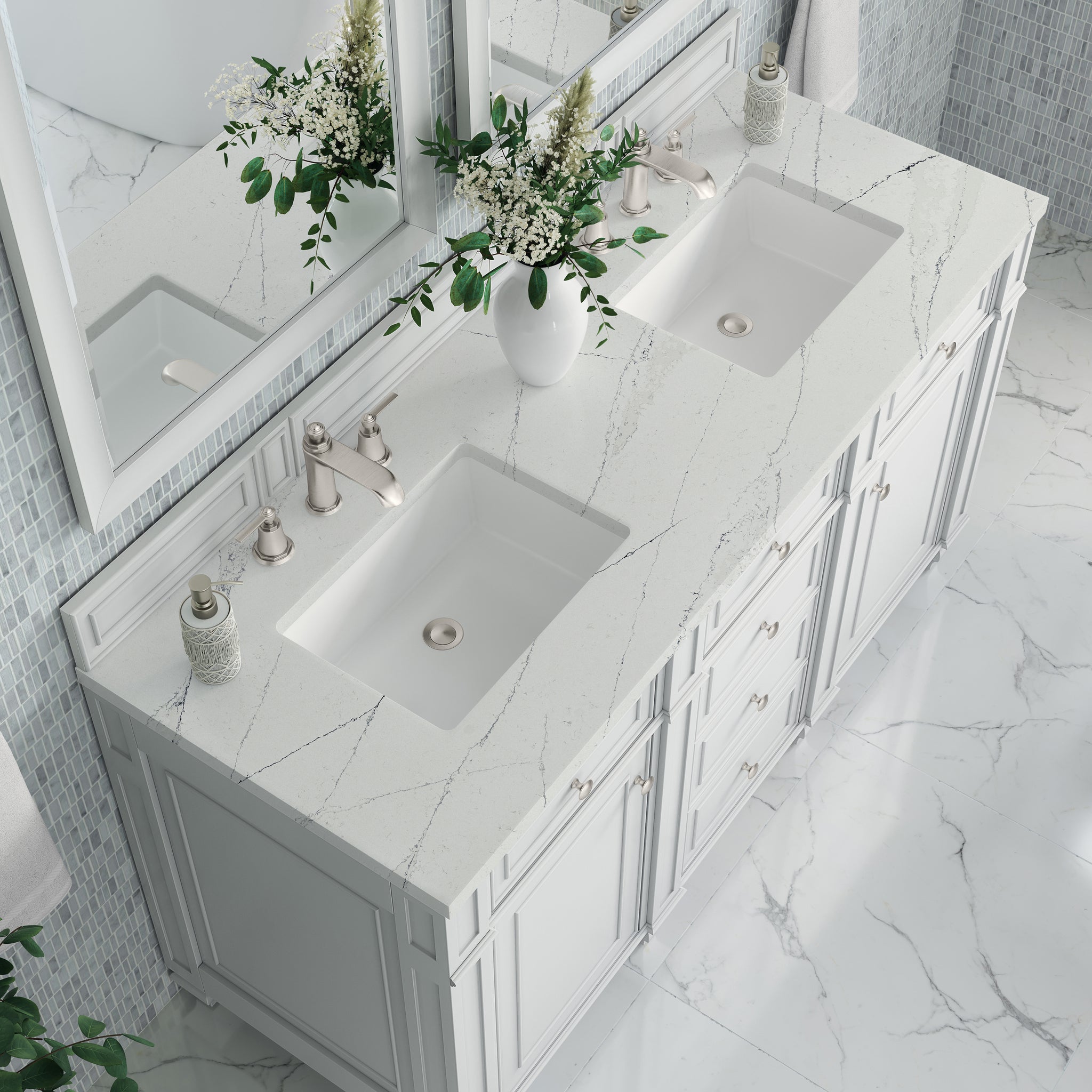 James Martin Bristol 60" Double Bathroom Vanity, Bright White, view 35