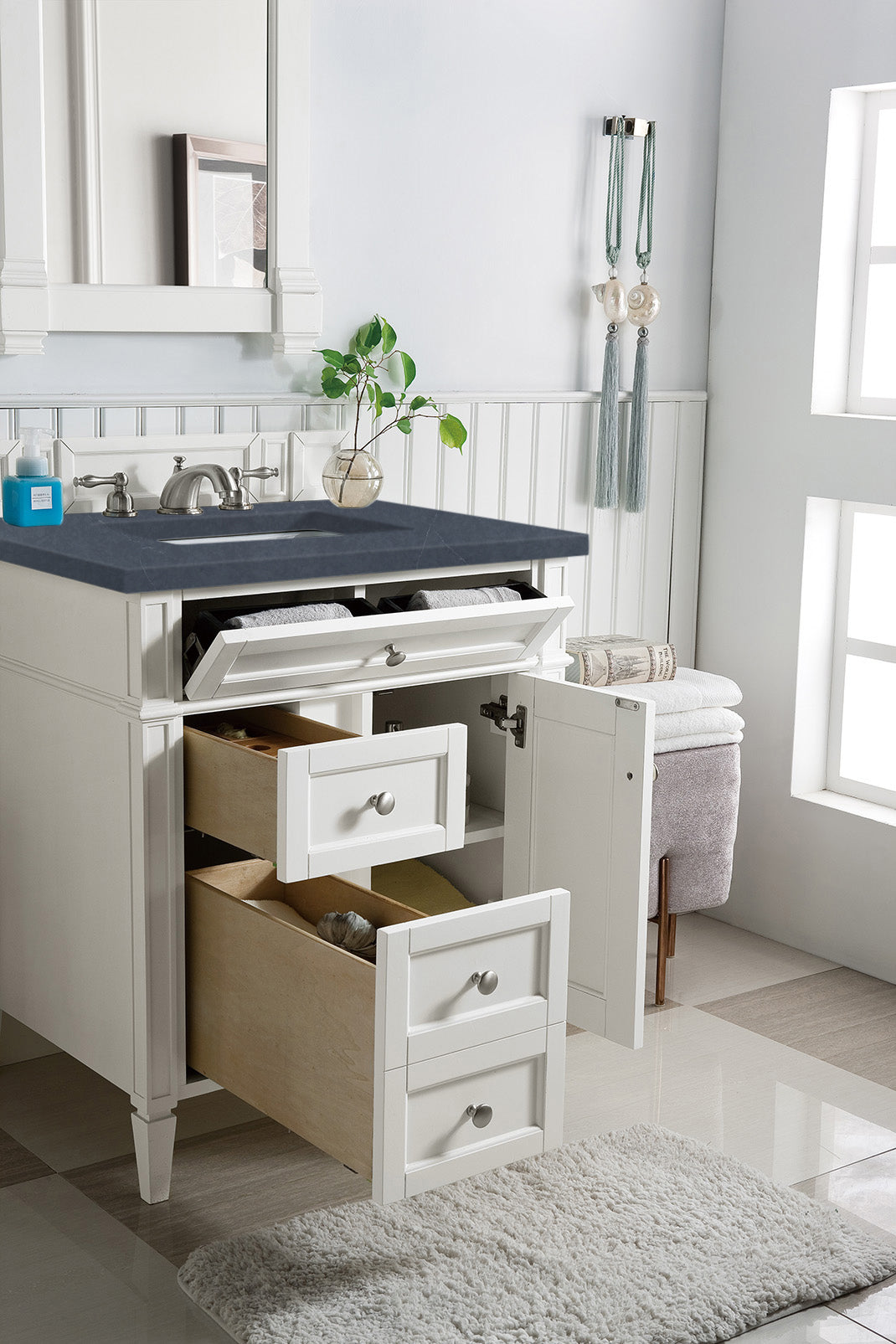 James Martin Brittany 30" Single Bathroom Vanity, Bright White, view 30