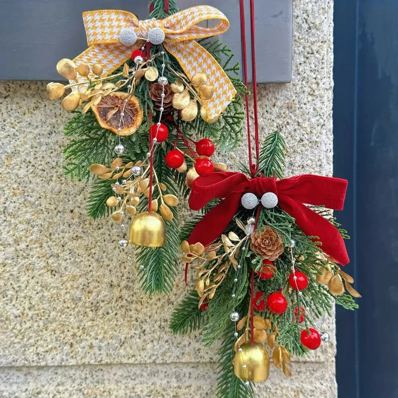 Velvet Christmas Bell Ornament with Pinecone Accent and Red Velvet Finish by House Of Avana