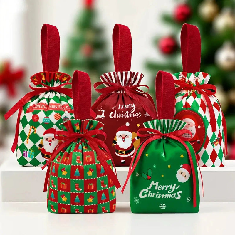 Velvet Gift Bags with Drawstring Closure 10-Pack Red Green Golden White Black by House Of Avana