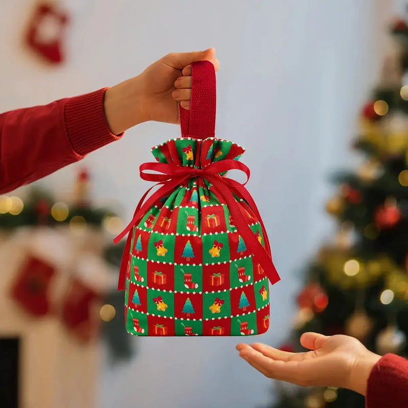Velvet Gift Bags with Drawstring Closure 10-Pack Red Green Golden White Black by House Of Avana