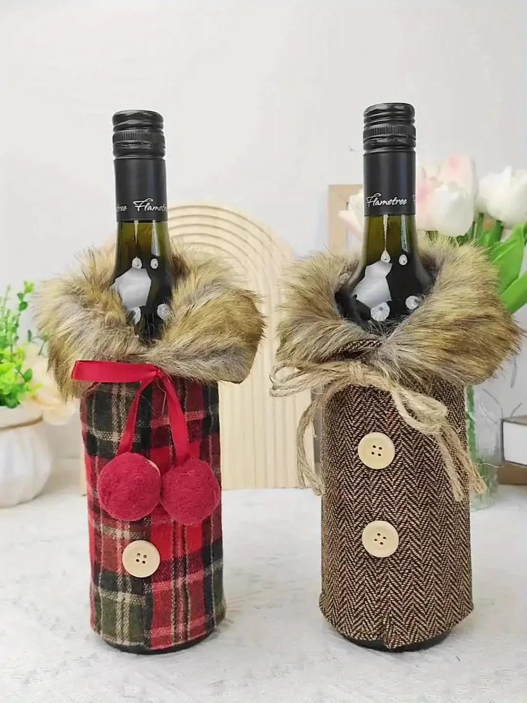 Velvet Red Wine Bottle Cover for Christmas by House Of Avana