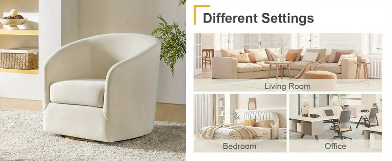 Velvet Swivel Accent Chair with Golden Metal Base by House Of Avana