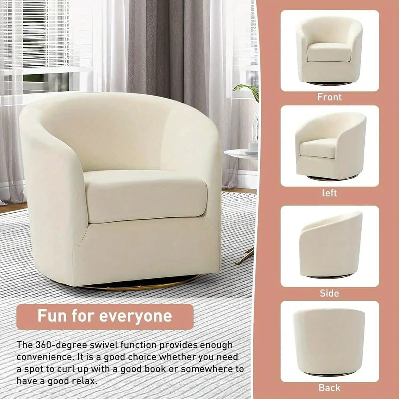 Velvet Swivel Accent Chair with Golden Metal Base by House Of Avana