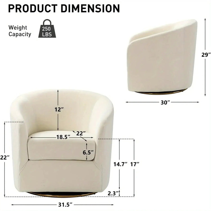 Velvet Swivel Accent Chair with Golden Metal Base by House Of Avana