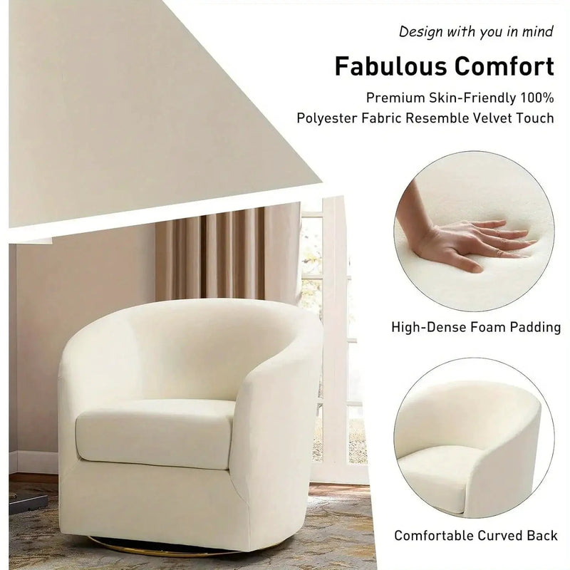 Velvet Swivel Accent Chair with Golden Metal Base by House Of Avana