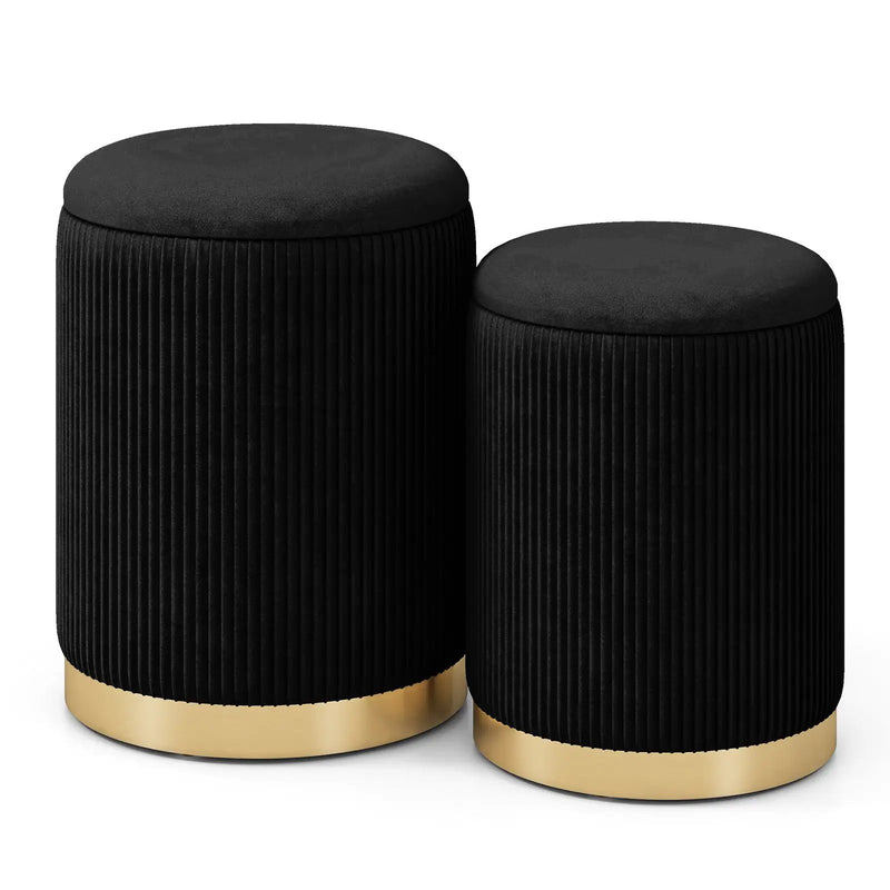Velvet/Linen Fabric Storage Ottoman Set of 2 by DirectDeals