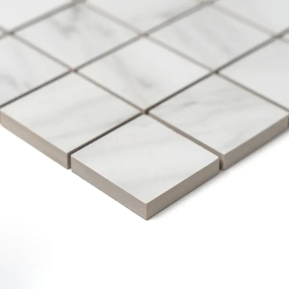 Venato Bianco Glossy Straight Joint 2x2 Porcelain Mosaics 12x12 by Stonetiledepot