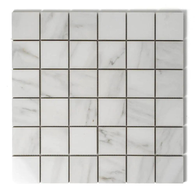 Venato Bianco Glossy Straight Joint 2x2 Porcelain Mosaics 12x12 by Stonetiledepot