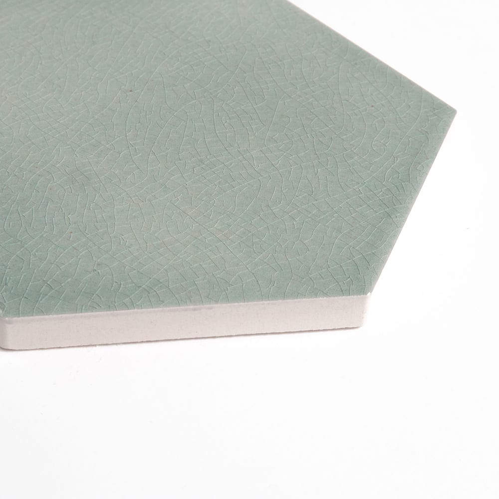 Verdant Crackled Hexagon 5 Ceramic Tiles 5x5 Ceramic Crackled 6x6 Tiles — 3