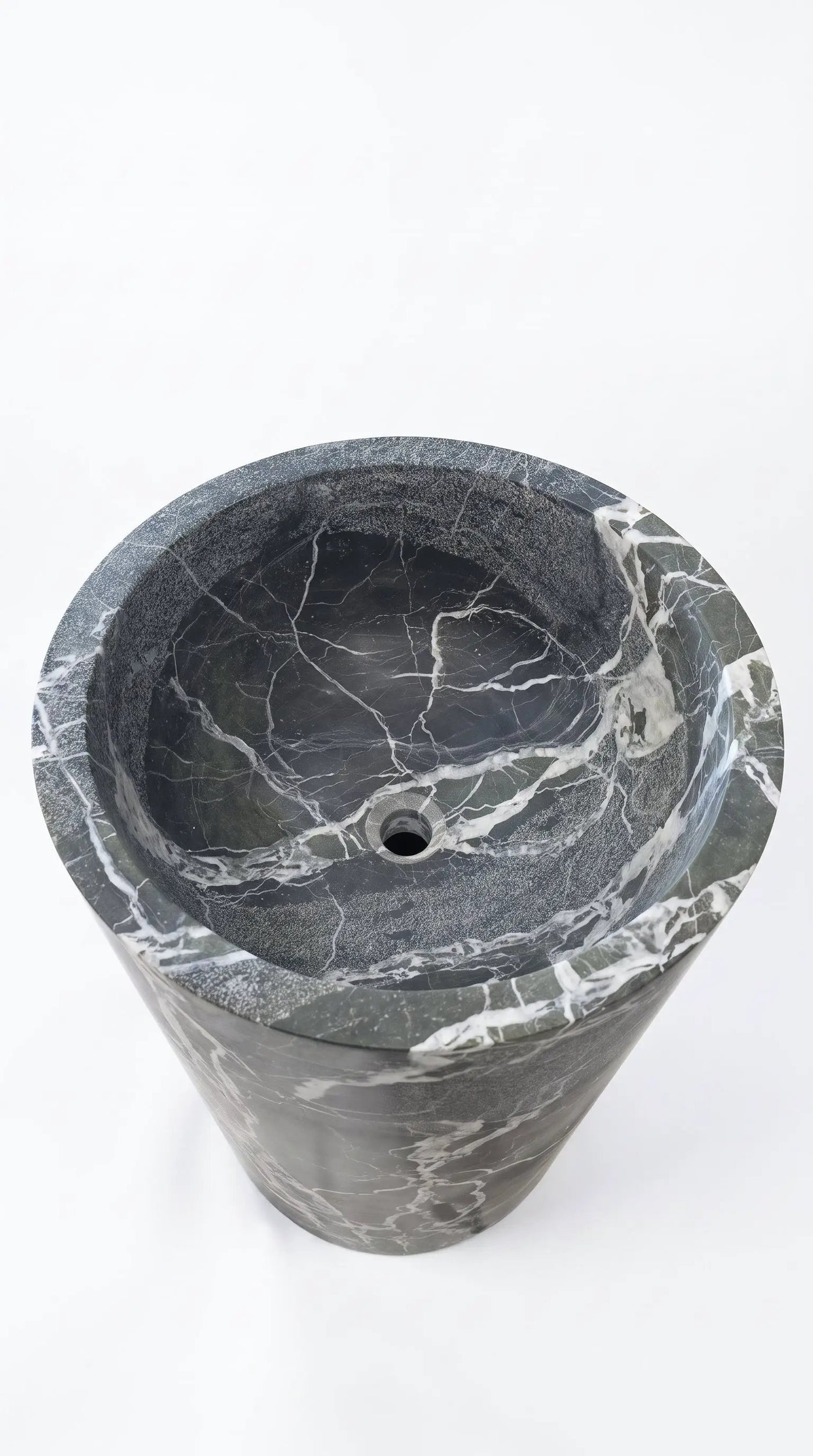 Verde Antico Marble Freestanding Column Pedestal Sink D16xH34 by GobekDesign