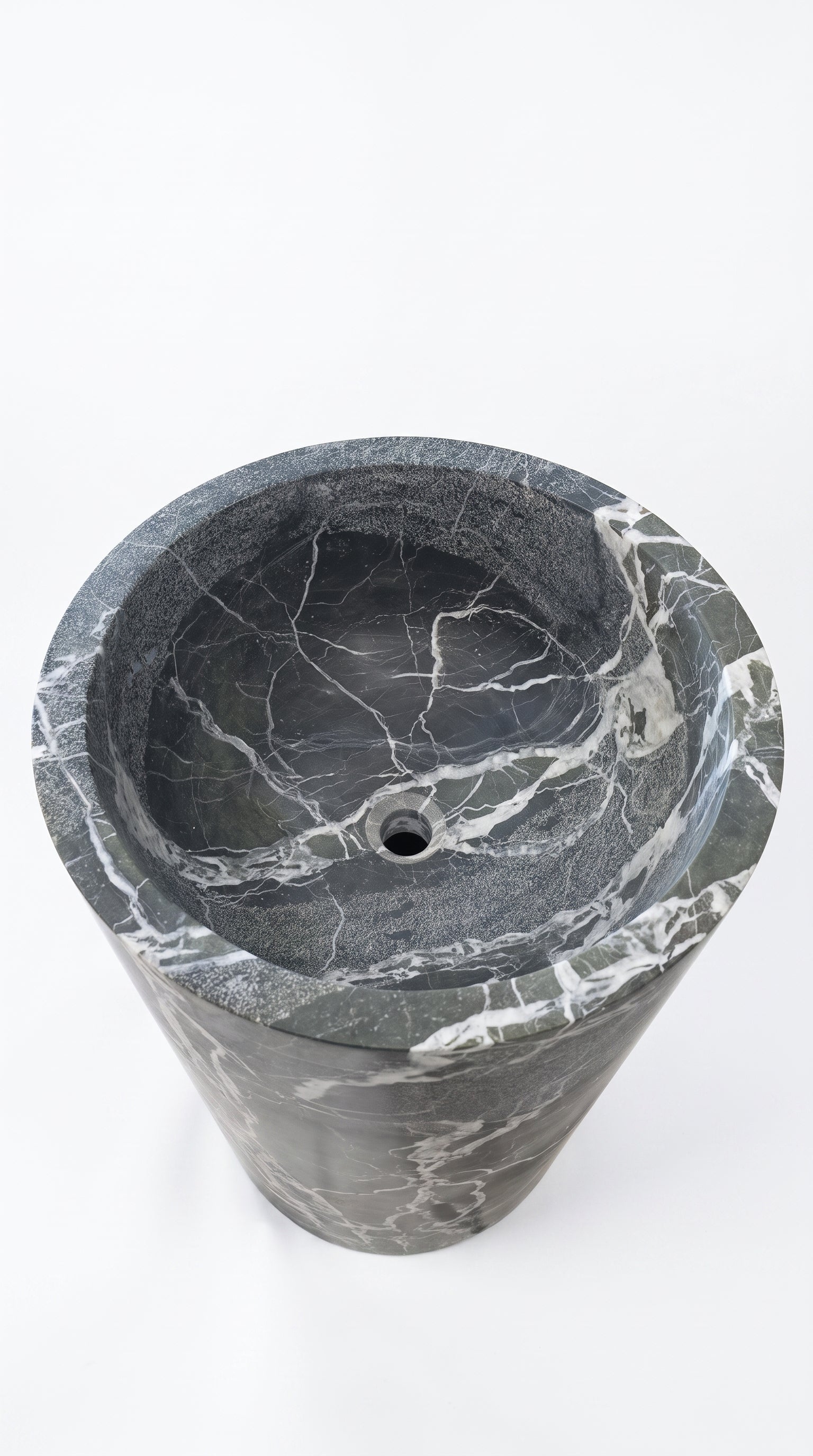 Verde Antico Marble Freestanding Column Pedestal Sink D16xH34 by GobekDesign