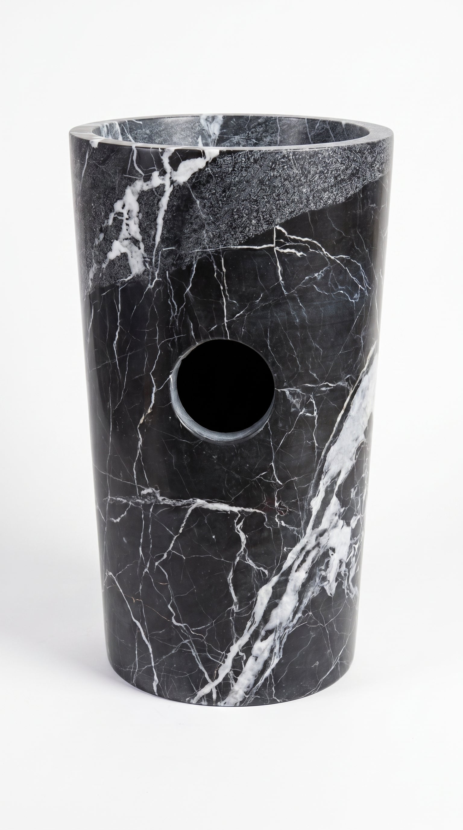 Verde Antico Marble Freestanding Column Pedestal Sink D16xH34 by GobekDesign
