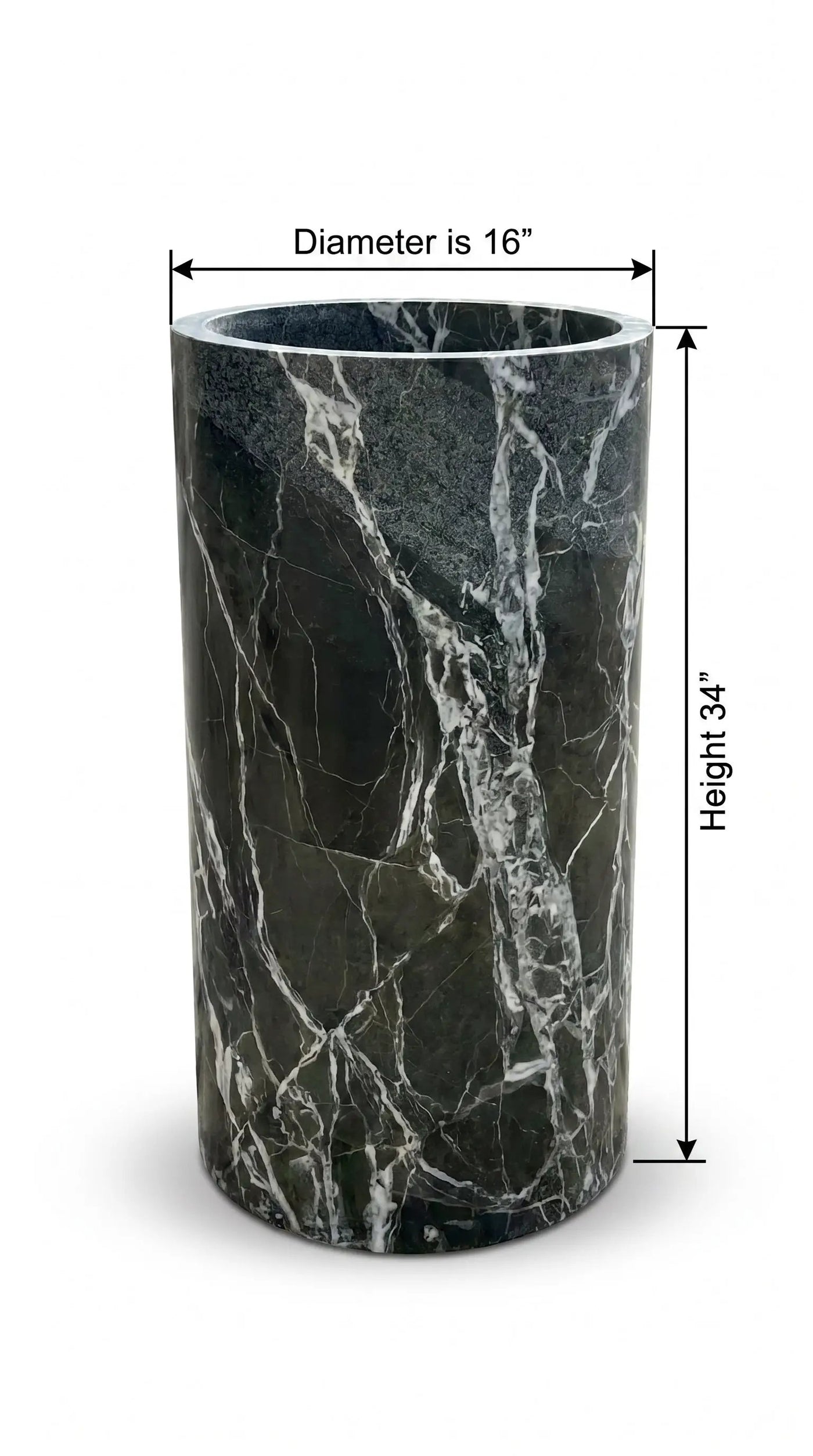 Verde Antico Marble Freestanding Column Pedestal Sink D16xH34 by GobekDesign