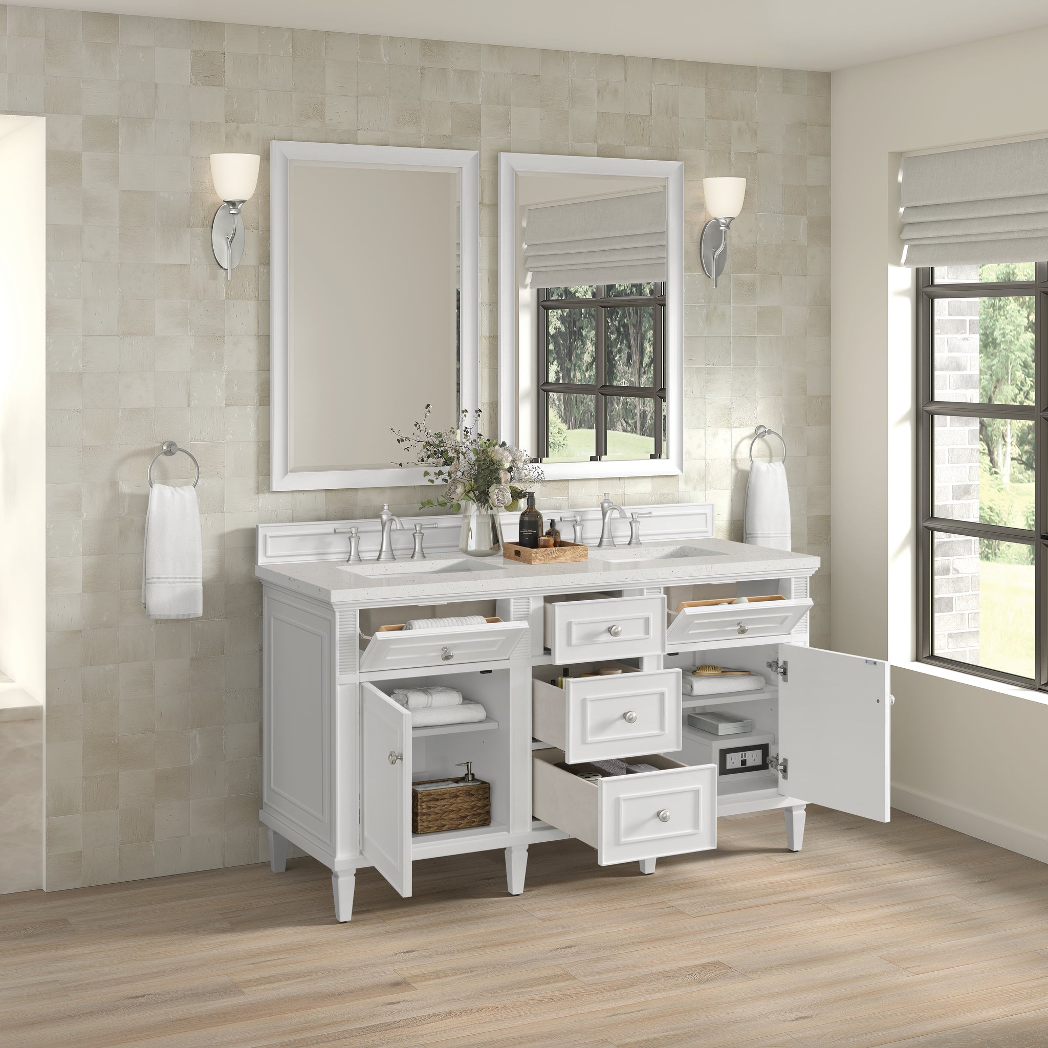 James Martin Lorelai 60" Double Bathroom Vanity, Bright White, view 29