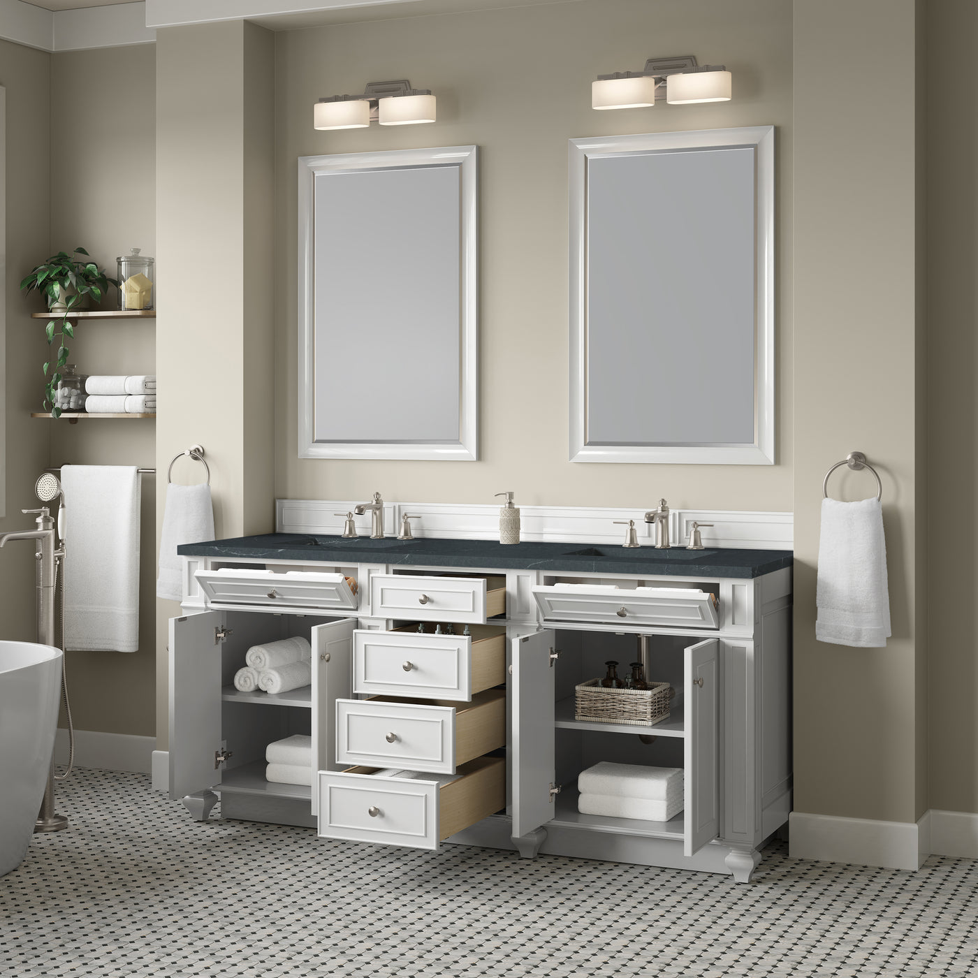 James Martin Bristol 72" Double Bathroom Vanity, Bright White, view 36