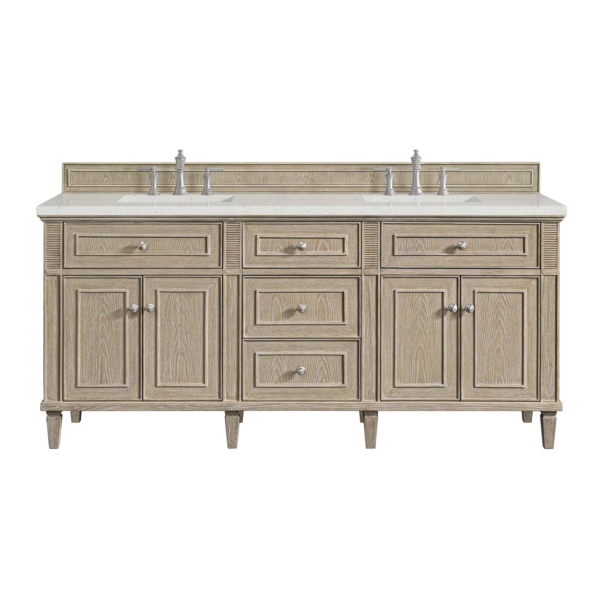 James Martin Lorelai 72" Double Bathroom Vanity, Whitewashed Oak with Lime Delight countertop