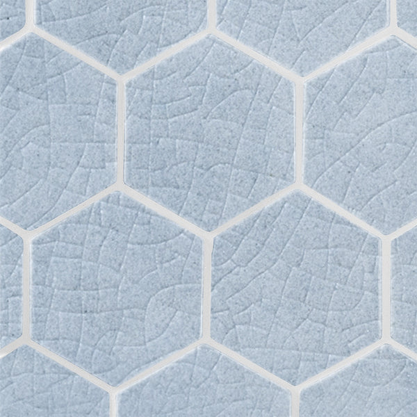 Vinca Crackled Hexagon 5 Ceramic Tiles 5x5