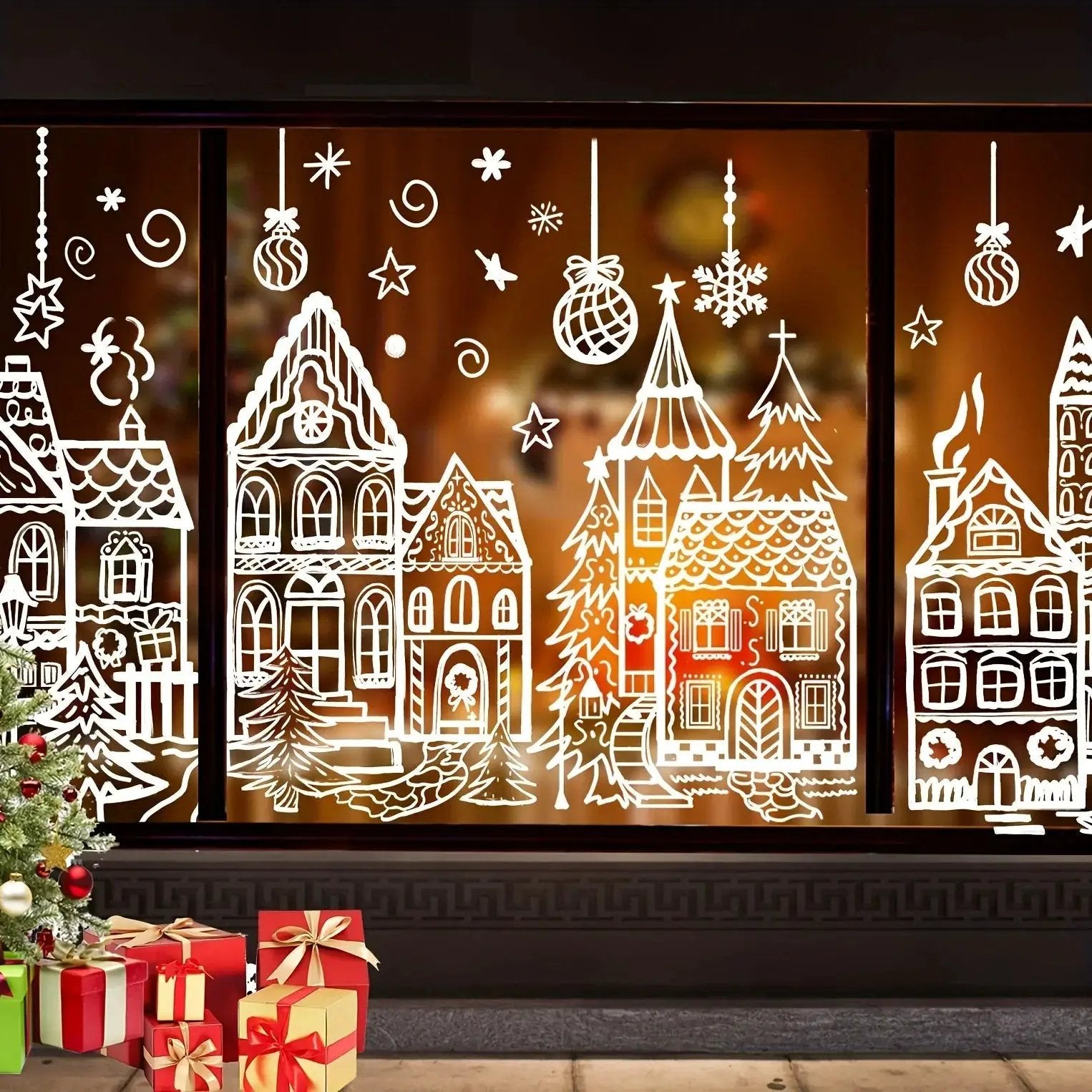 Vinyl Christmas Window Stickers with Snowflake and Snowhouse Designs by House Of Avana