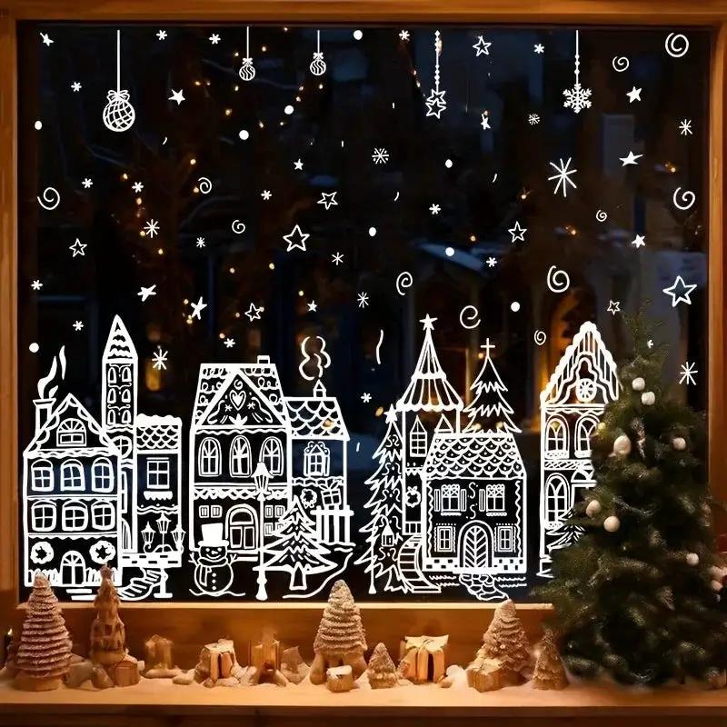 Vinyl Christmas Window Stickers with Snowflake and Snowhouse Designs by House Of Avana