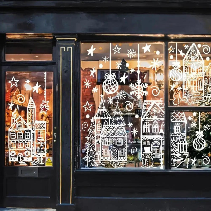 Vinyl Christmas Window Stickers with Snowflake and Snowhouse Designs by House Of Avana