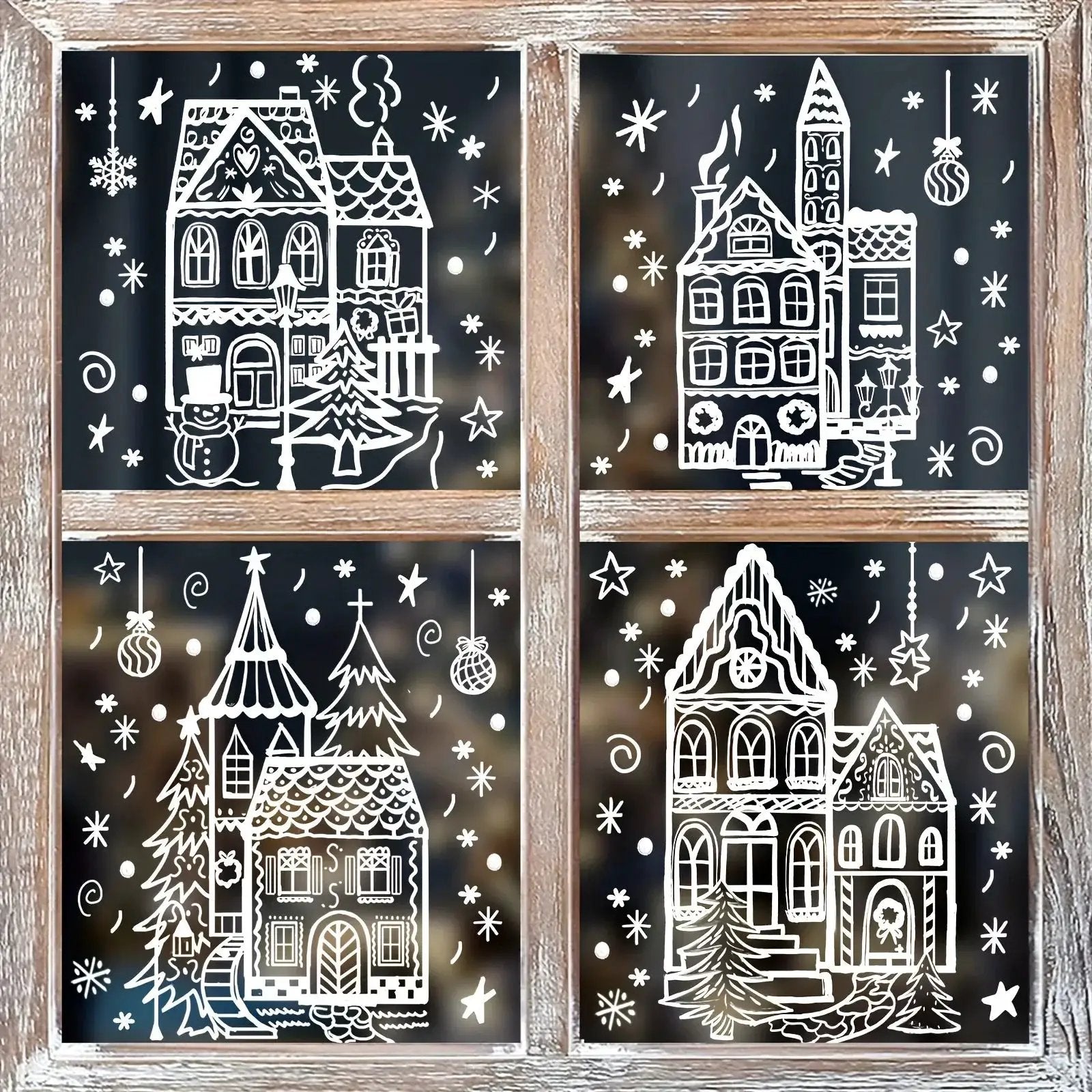 Vinyl Christmas Window Stickers with Snowflake and Snowhouse Designs by House Of Avana