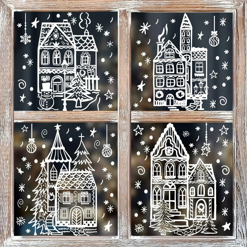 Vinyl Christmas Window Stickers with Snowflake and Snowhouse Designs by House Of Avana