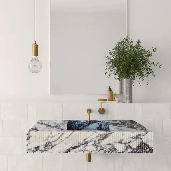 Calacatta Viola Marble Wall-Mount Vanity Sink 20x56