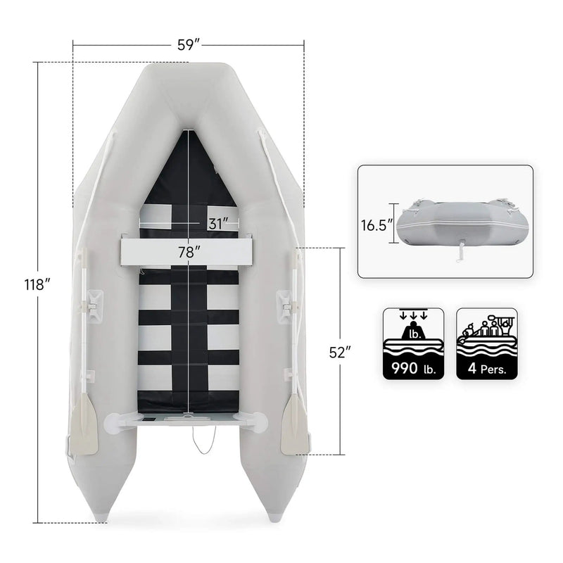 Virtue US 10FT 4-Person Heavy-Duty Inflatable Dinghy Transom Sport Tender Boat (SAK98153) by SAKSBY WHOLESALE