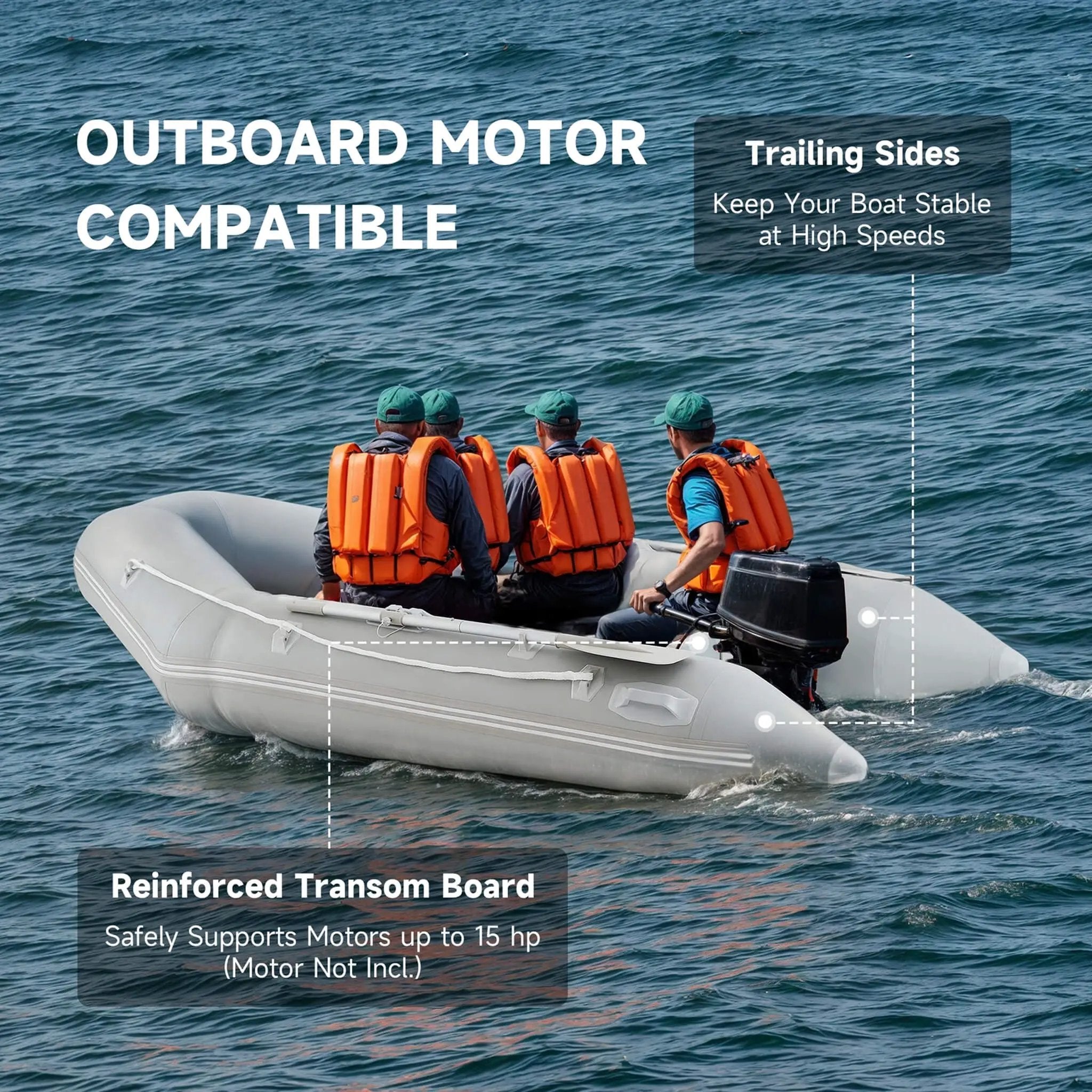 Virtue US 10FT 4-Person Heavy-Duty Inflatable Dinghy Transom Sport Tender Boat (SAK98153) by SAKSBY WHOLESALE