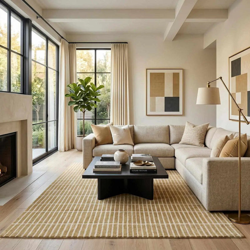 Finial Yellow Wool Area Rug by Boutique Rugs