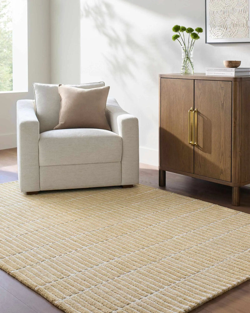 Finial Yellow Wool Area Rug by Boutique Rugs